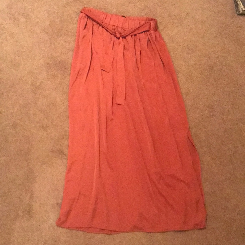 Rust Maxi Skirt with Side Slits